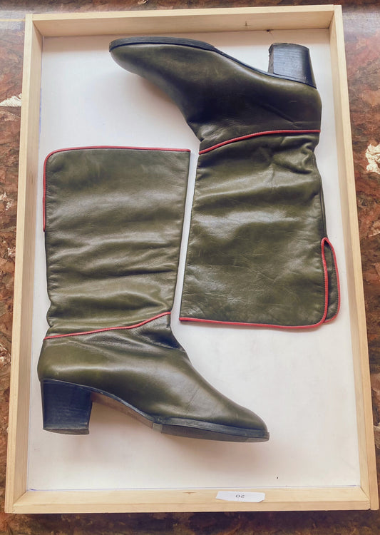 Olive Calf High Leather Boots